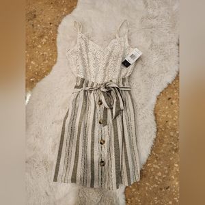 XS Lace/Linen City Triangles Dress